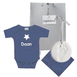 Rompertje Funnies silk blue met naam 62-68 Rompertje Funnies silk blue met naam 62-68