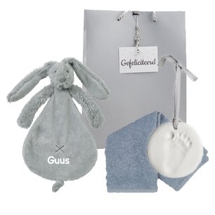 Knuffeldoekje rabbit richie grey met naam Knuffeldoekje rabbit richie grey met naam