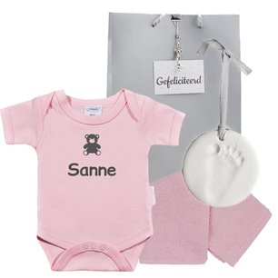 Rompertje funnies babyroze met naam 62-68 Rompertje funnies babyroze met naam 62-68