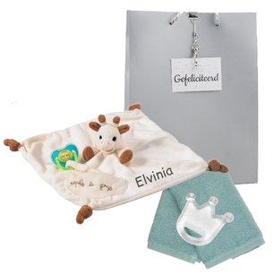 Knuffeldoekje Sophie de Giraf speenkoord met naam Knuffeldoekje Sophie de Giraf speenkoord met naam