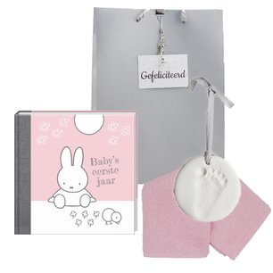 Baby Cadeauset Nijntje Boek Roze met kleihanger Baby Cadeauset Nijntje Boek Roze met kleihanger