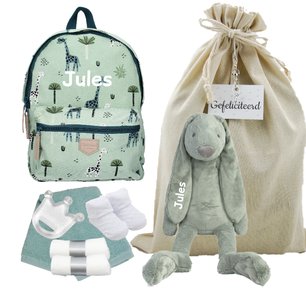 Rugtas Kidzroom mini green met Rabbit Richie Stonegreen met naam Rugtas Kidzroom mini green met Rabbit Richie Stonegreen met naam