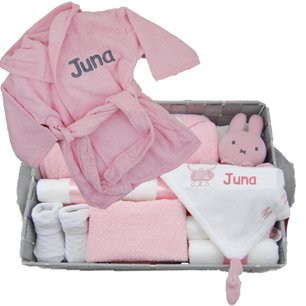 Babymand nijntje badjasje babyroze met naam Babymand nijntje badjasje babyroze met naam