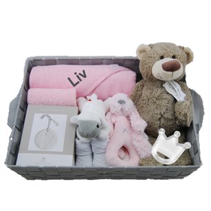 Babymand XXL badcape babyroze met naam Babymand XXL badcape babyroze met naam