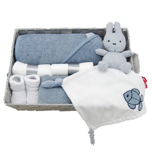 Babymand zwanger badcape grijs en nijntje knuffeldoekje Babymand zwanger badcape grijs en nijntje knuffeldoekje