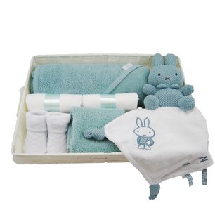 Babymand zwanger badcape stonegreen en nijntje knuffeldoekje Babymand zwanger badcape stonegreen en nijntje knuffeldoekje