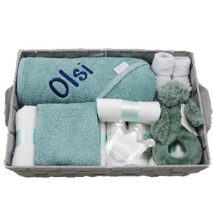 Babymand badcape stonegreen met naam Babymand badcape stonegreen met naam