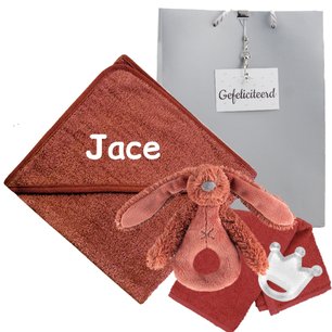 Badcape funnies copper met naam en rammelaar Badcape funnies copper met naam en rammelaar