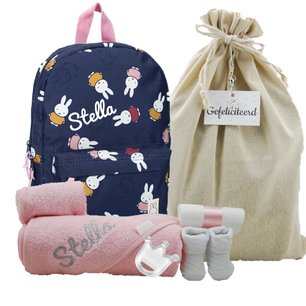 Nijntje Rugtas Miffy Little Explorer girl badjasje met naam Nijntje Rugtas Miffy Little Explorer girl badjasje met naam