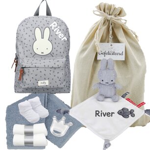 Nijntje Rugtas Funny Days Grey met Fun at Sea met naam Nijntje Rugtas Funny Days Grey met Fun at Sea met naam