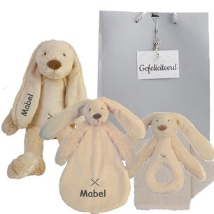 Baby cadeau Rabbit Richie cream met naam Baby cadeau Rabbit Richie cream met naam