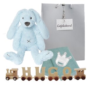 Houten naamtreintje Rabbit Richie Blue Houten naamtreintje Rabbit Richie Blue