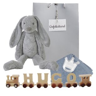 Houten naamtreintje Rabbit Richie Grey Houten naamtreintje Rabbit Richie Grey