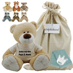 Knuffel Beer met shirtje Jullie worden papa en mama Knuffel Beer met shirtje Jullie worden papa en mama