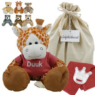 Knuffel Beer met naam op copper shirtje Knuffel Beer met naam op copper shirtje