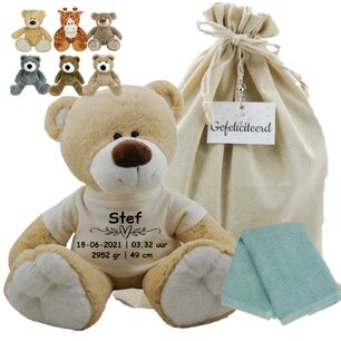 Knuffel Beer met geboortegegevens Knuffel Beer met geboortegegevens