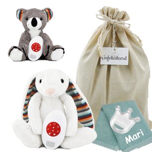 Knuffeltje Zazu Heartbeat met naam op monddoekje Knuffeltje Zazu Heartbeat met naam op monddoekje