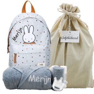 Rugtas Nijntje Miffy Forever grey met naam Rugtas Nijntje Miffy Forever grey met naam