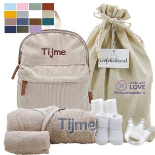 Rugtas Kidslabel Cream met naam Rugtas Kidslabel Cream met naam