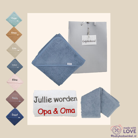 Slab opa en oma babycadeau met badcape