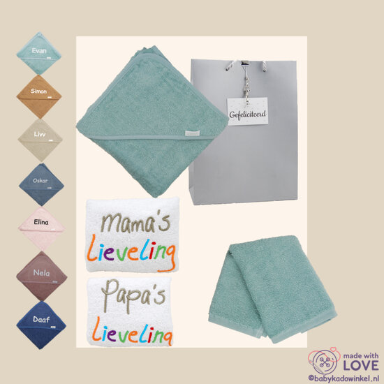 Slab Papa en Mama Babycadeau met badcape