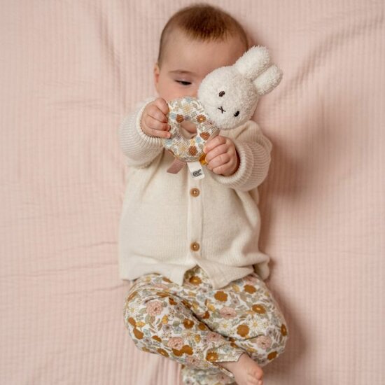 Babycadeaudoosje met nijntje knuffeldoekje vintage flowers met naam