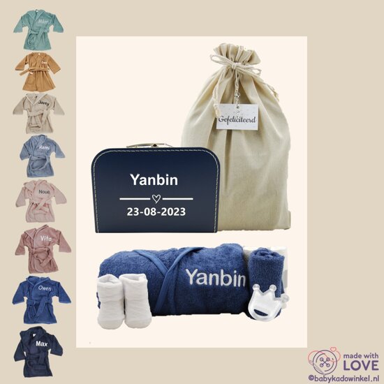 Babykoffertje navy blue Kraamcadeau met naam