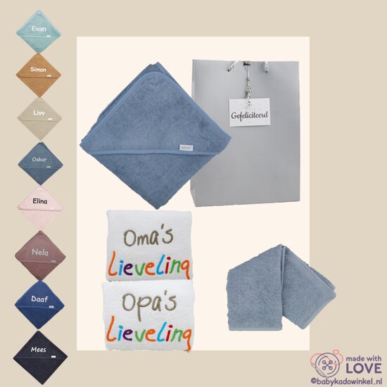 Slab oma en opa babycadeau met badcape