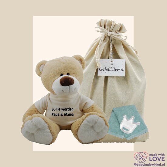 Knuffel Babycadeau Beer Boris Jullie worden papa en mama