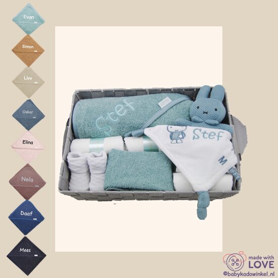 Babymand Kraamcadeau nijntje Green met naam