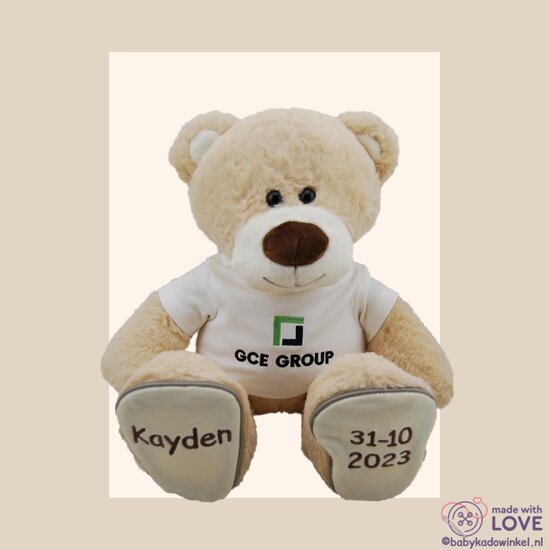 Knuffel Boris Kraamcadeau met logo en naam