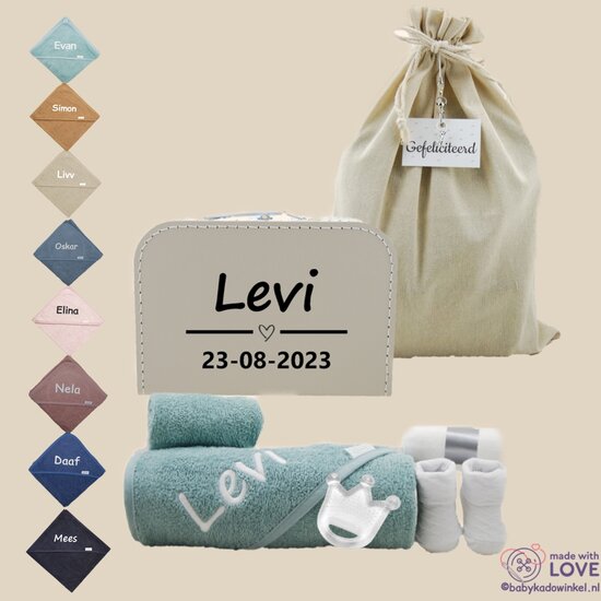 Babykoffertje cream Kraamcadeau met naam