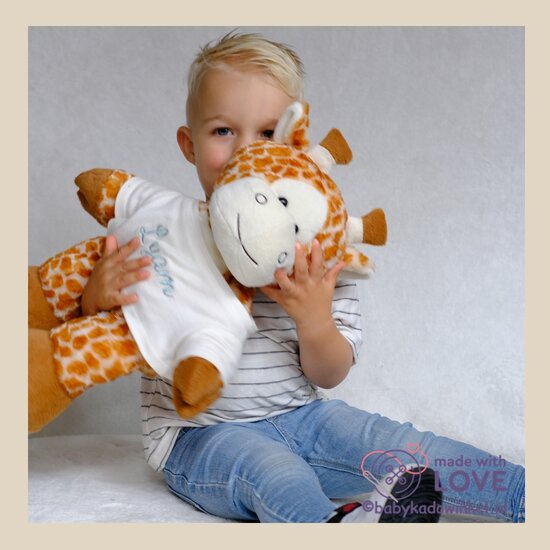 Knuffel Giraf 45 cm met naam op shirtje