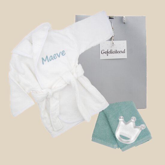 Badjasje wit velours Baby cadeau met naam