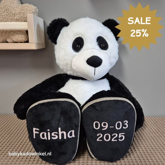 Knuffel Beer Panda met naam en datum