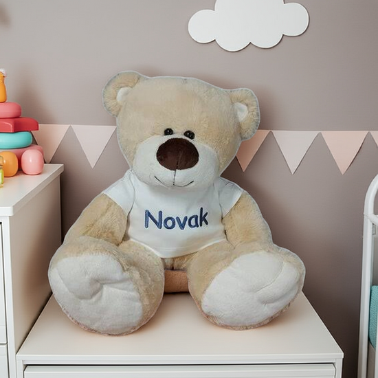 Knuffel Beer Boris 45 cm met naam op shirtje