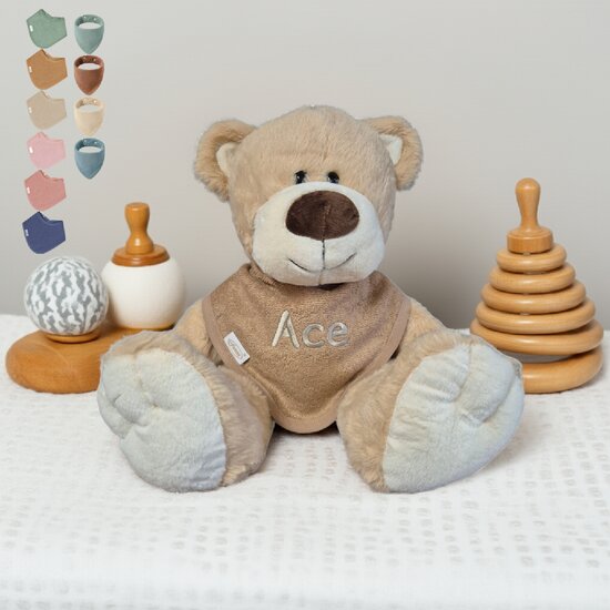 Knuffel Beer Boris 45 cm met naam op bandana