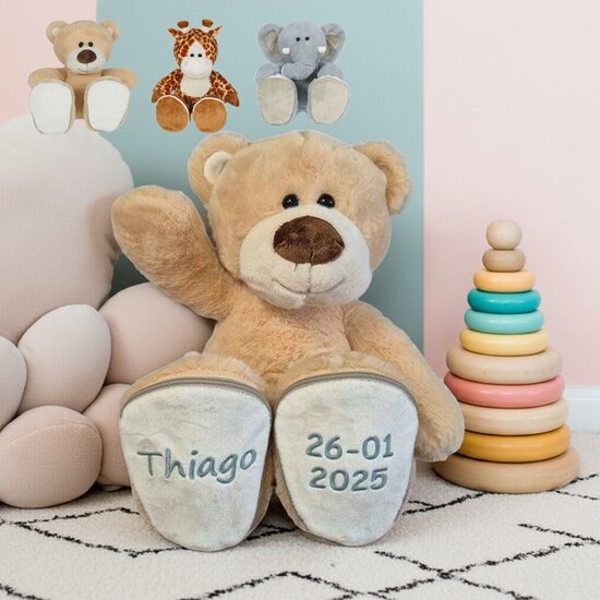 Knuffel 45 cm met naam en datum