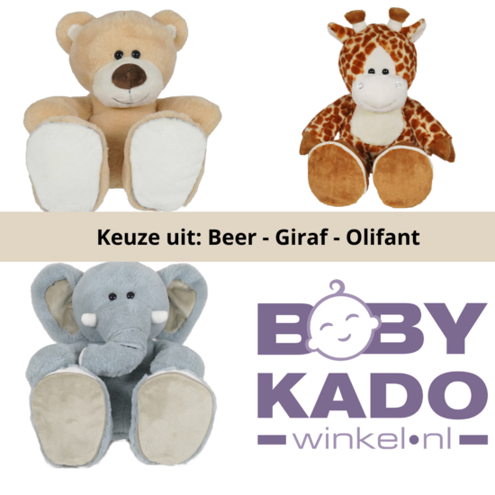 Knuffel 45 cm met naam en datum