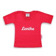 T-shirtje Funnies fuchsia met naam maat 62/68