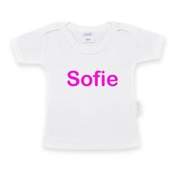 T-shirtje Funnies wit met naam maat 62/68