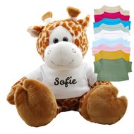 Knuffel Giraf met naam op shirtje