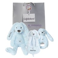 Baby cadeau Rabbit Richie blue met naam