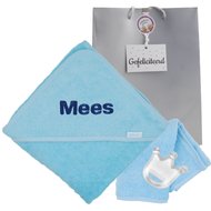 Badcape babyblauw XXL met naam