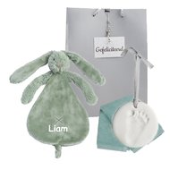 Knuffeldoekje Rabbit Richie stonegreen met naam