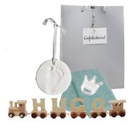 Baby Cadeauset Houten naamtreintje