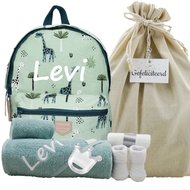 Babypakket rugtas Kidzroom mini green met naam Babypakket rugtas Kidzroom mini green met naam