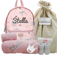 Babypakket rugtas Kidzroom mini pink met naam Babypakket rugtas Kidzroom mini pink met naam