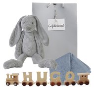 Houten naamtreintje Rabbit Richie Grey