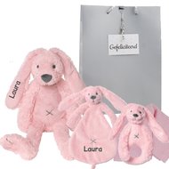 Baby cadeau Rabbit Richie pink met naam